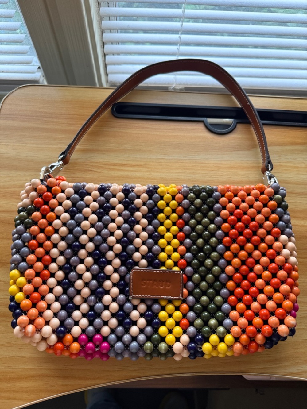 LIKE NEW STAUD Timmy Shoulder Bag, Multi Bayadere Stripe - Picture 7 of 13